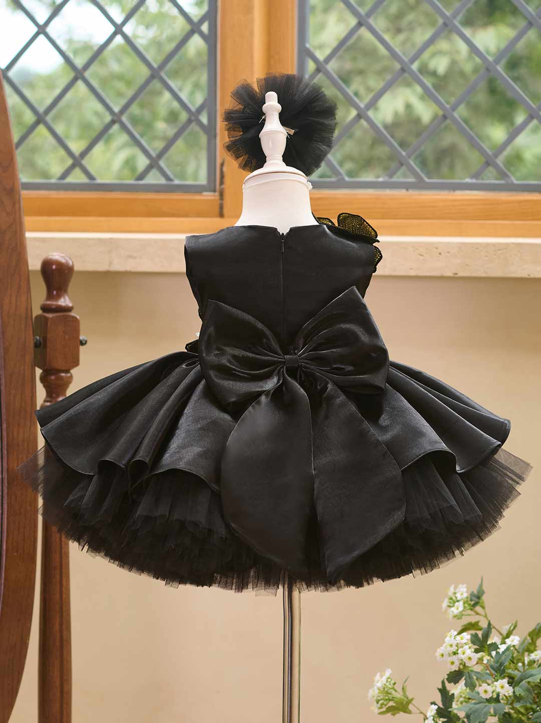 3D Sequin Floral Sleeveless Satin Girls Party Dress J509