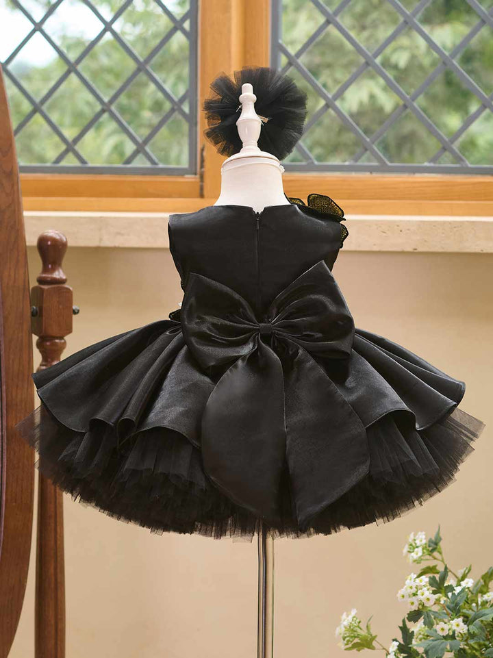 3D Sequin Floral Sleeveless Satin Girls Party Dress J509