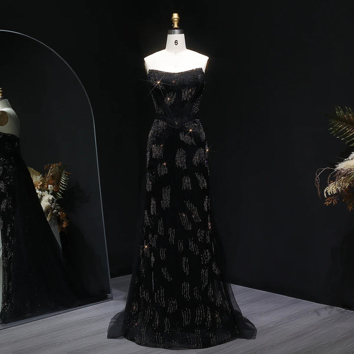 Romantic Pink Mermaid Evening Dress with Sparkling Beads and Overskirt SS023