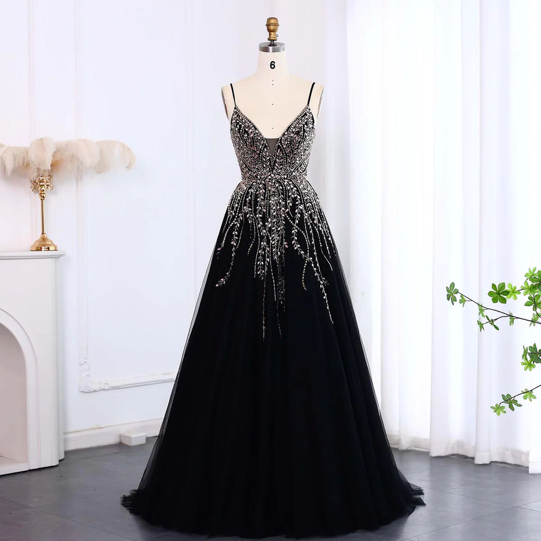 Elegant Crystal Evening Dress with Ruffled Details SS584