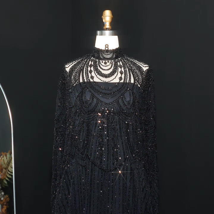 Luxury Nude Beaded High Neck 2 pieces Evening Dress SS780