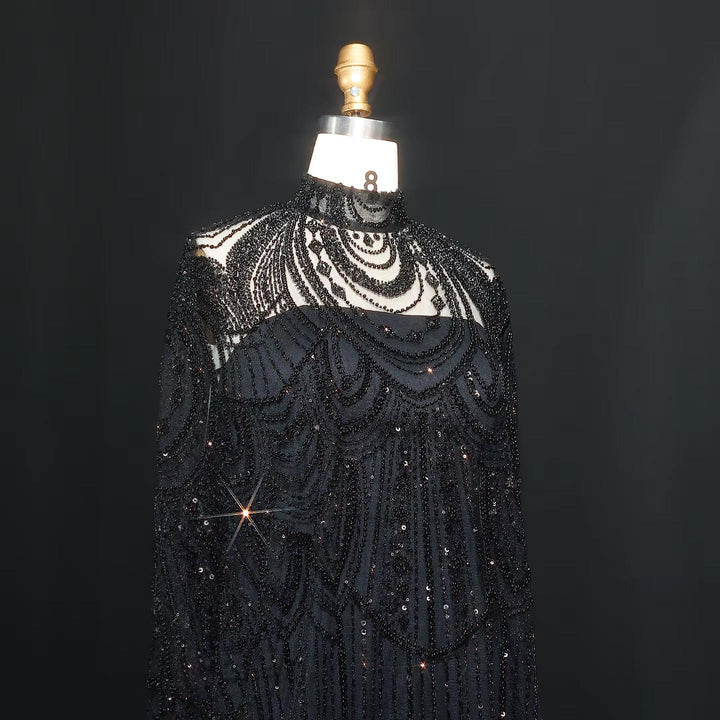 Luxury Nude Beaded High Neck 2 pieces Evening Dress SS780