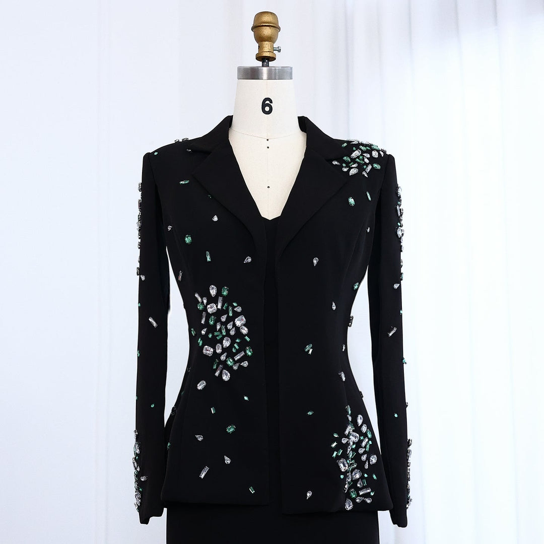Elegant Black Rhinestone Evening Dress with Jacket SS561 DreamyVow Elegant Black Rhinestone Evening Dress with Jacket SS561 DreamyVow