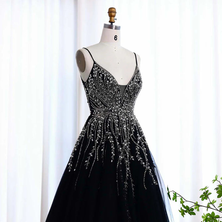 Elegant Crystal Evening Dress with Ruffled Details SS584