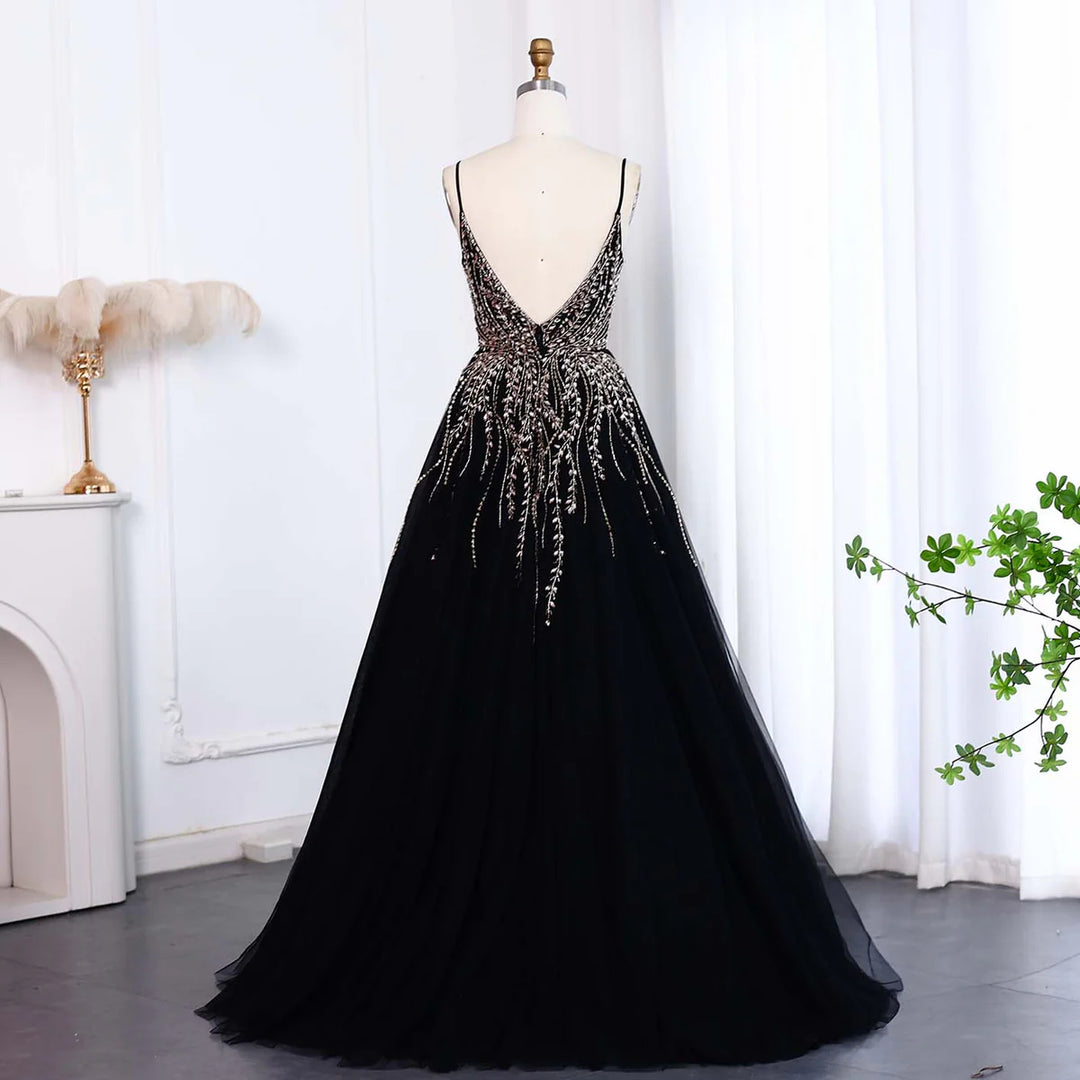 Elegant Crystal Evening Dress with Ruffled Details SS584