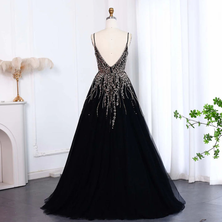 Elegant Crystal Evening Dress with Ruffled Details SS584