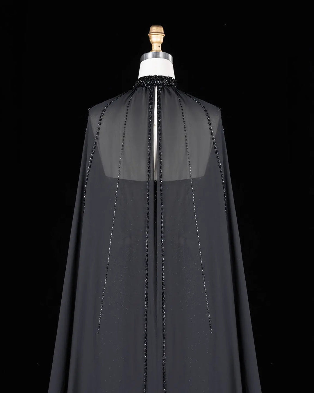 Dreamy Vow Beaded Cape Evening Gown with Illusion Waist SS049