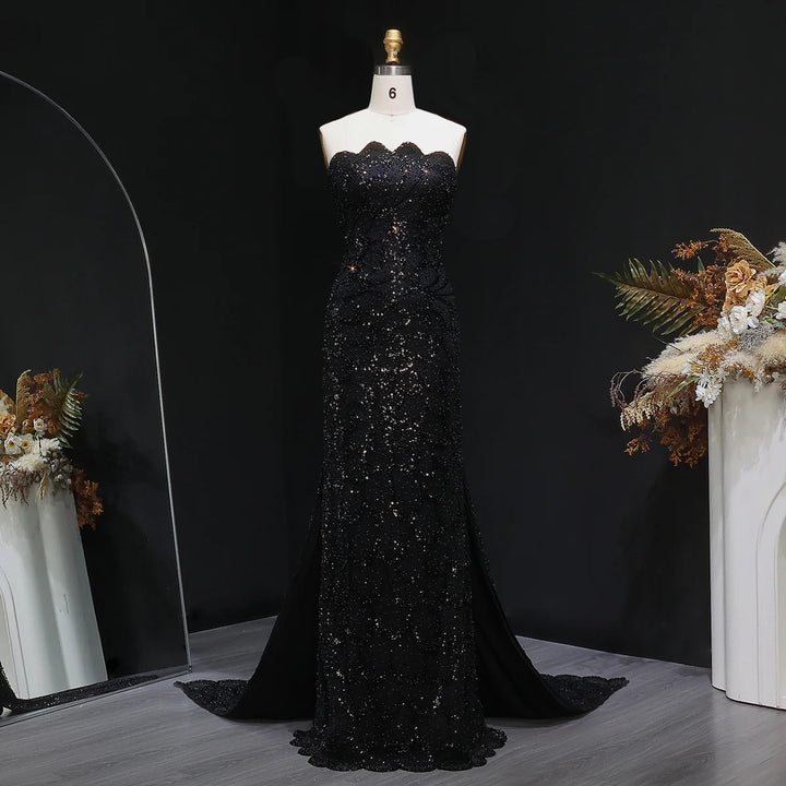 Elegant Emerald Green Strapless Evening Dress SS601