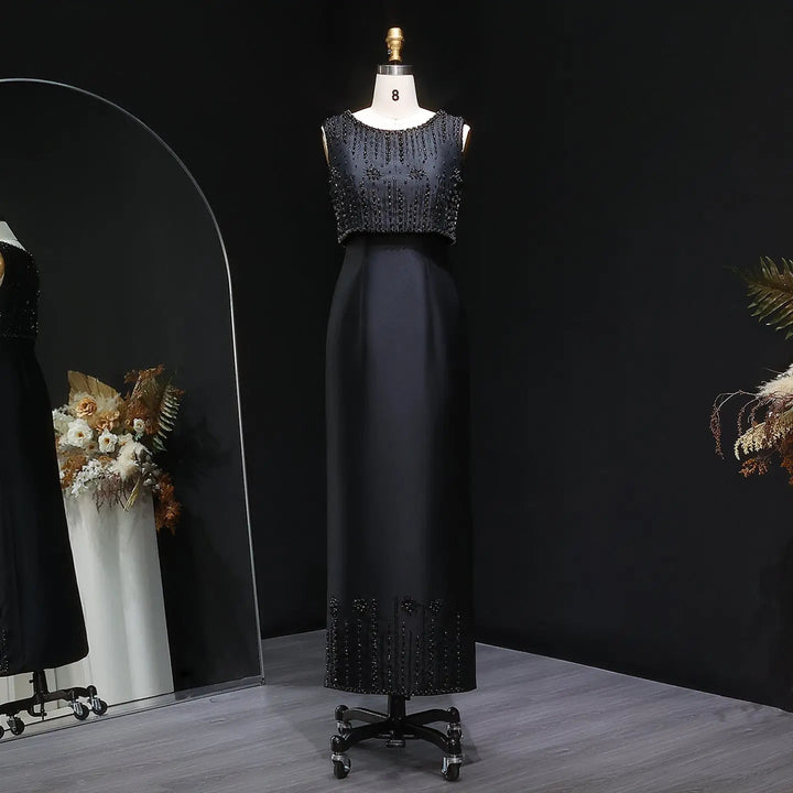 Luxury Rhinestones Silver Midi Evening Dress SS277