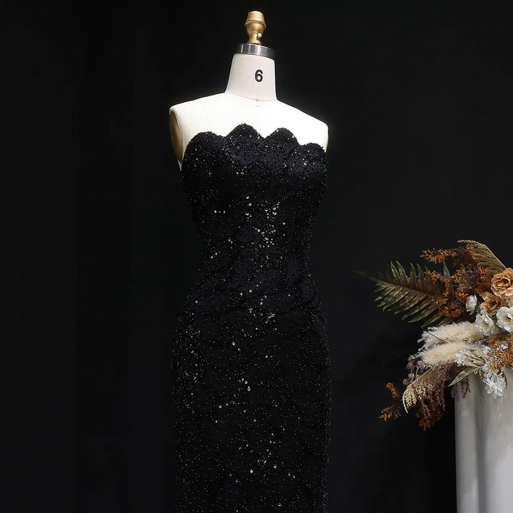 Elegant Emerald Green Strapless Evening Dress SS601