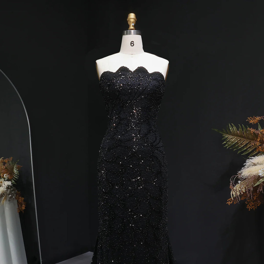 Elegant Emerald Green Strapless Evening Dress SS601