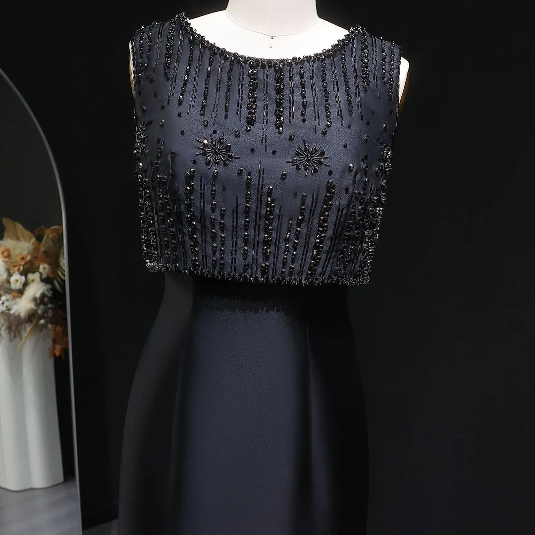 Luxury Rhinestones Silver Midi Evening Dress SS277