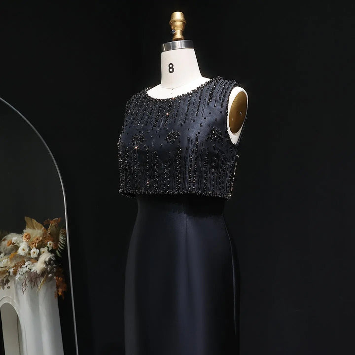 Luxury Rhinestones Silver Midi Evening Dress SS277