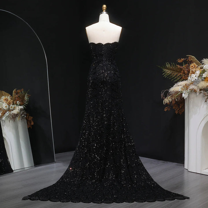 Elegant Emerald Green Strapless Evening Dress SS601