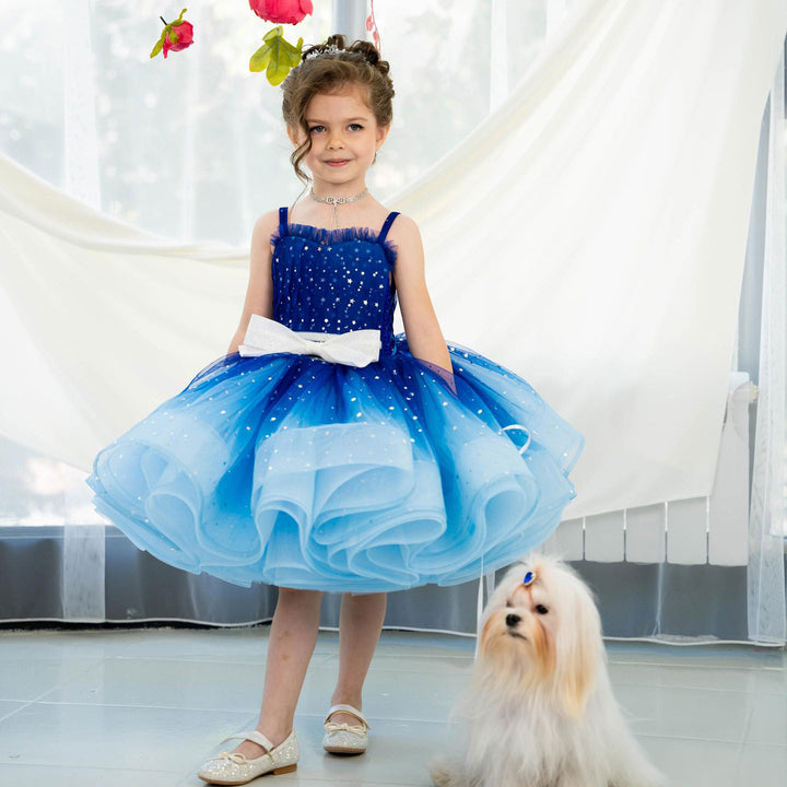 Twinkle Pink Flower Girl Dress with White Bow for Toddler Party D133