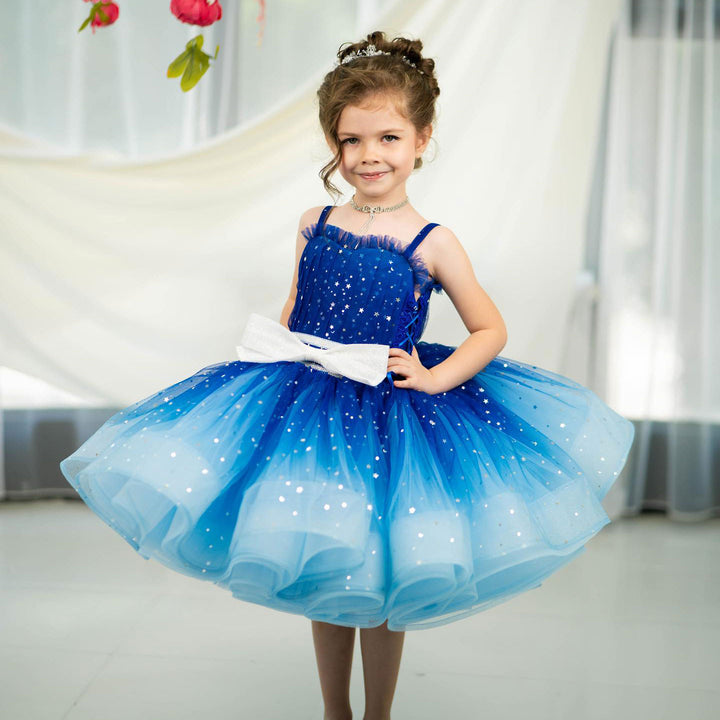 Twinkle Pink Flower Girl Dress with White Bow for Toddler Party D133