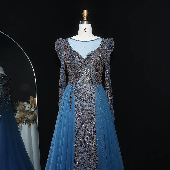 Elegant Plus Size Evening Dress with Long Sleeves SS100