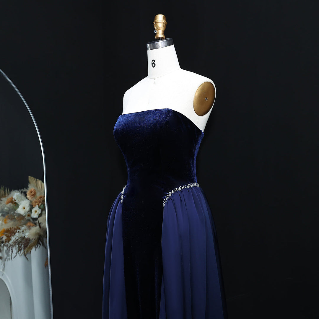 Elegant Black Strapless Evening Dress SF534