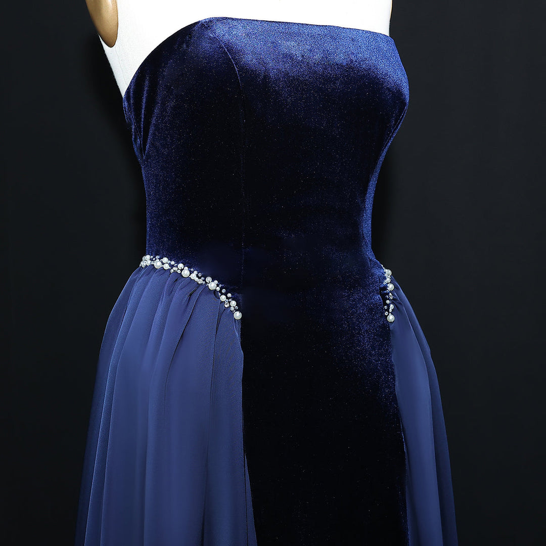 Elegant Black Strapless Evening Dress SF534