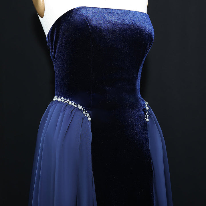 Elegant Black Strapless Evening Dress SF534