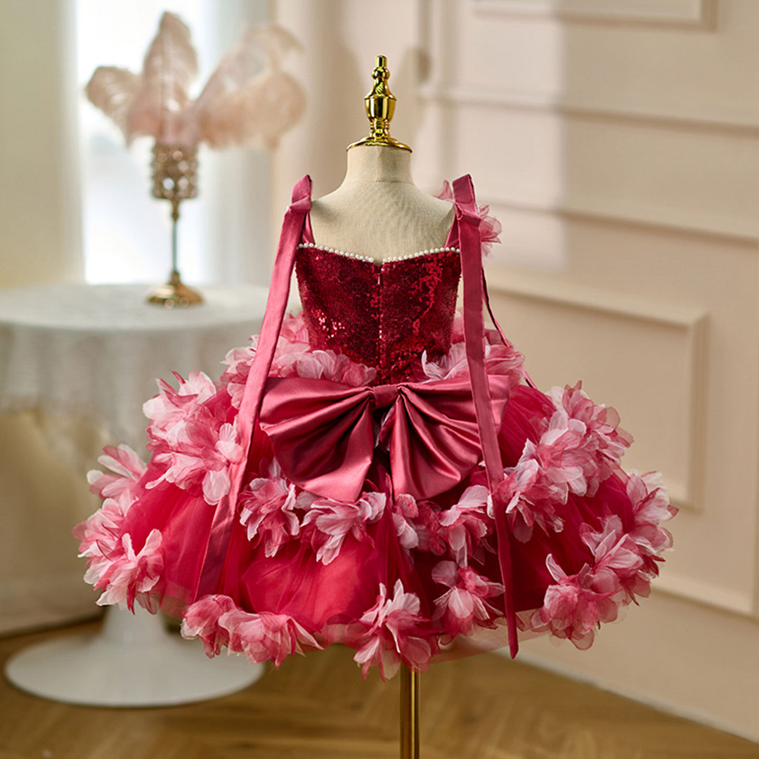 Luxury Knee Length Flower Girl Dress For Birthday Party Gown J428
