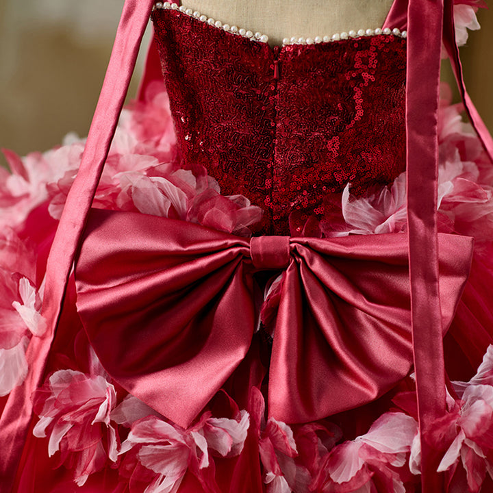 Luxury Knee Length Flower Girl Dress For Birthday Party Gown J428