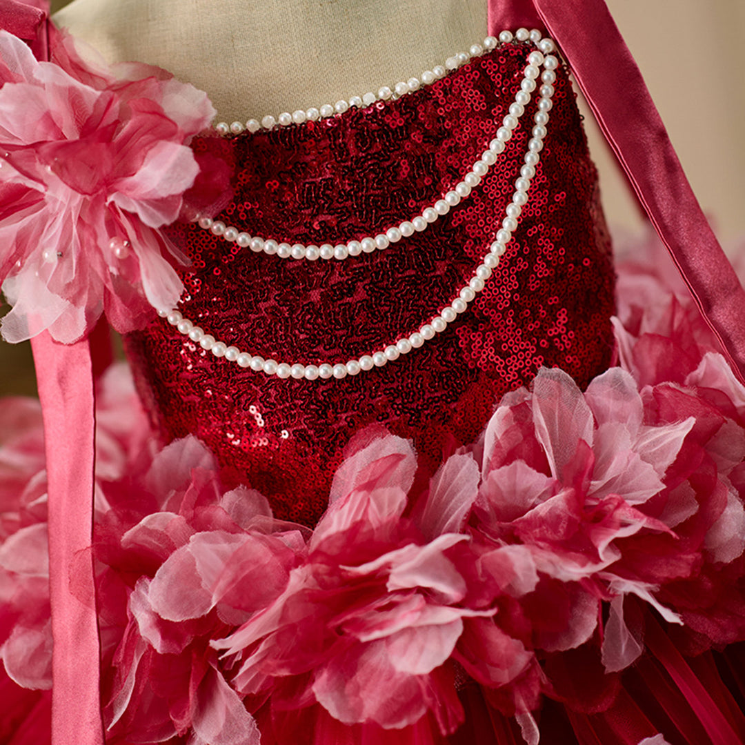 Luxury Knee Length Flower Girl Dress For Birthday Party Gown J428