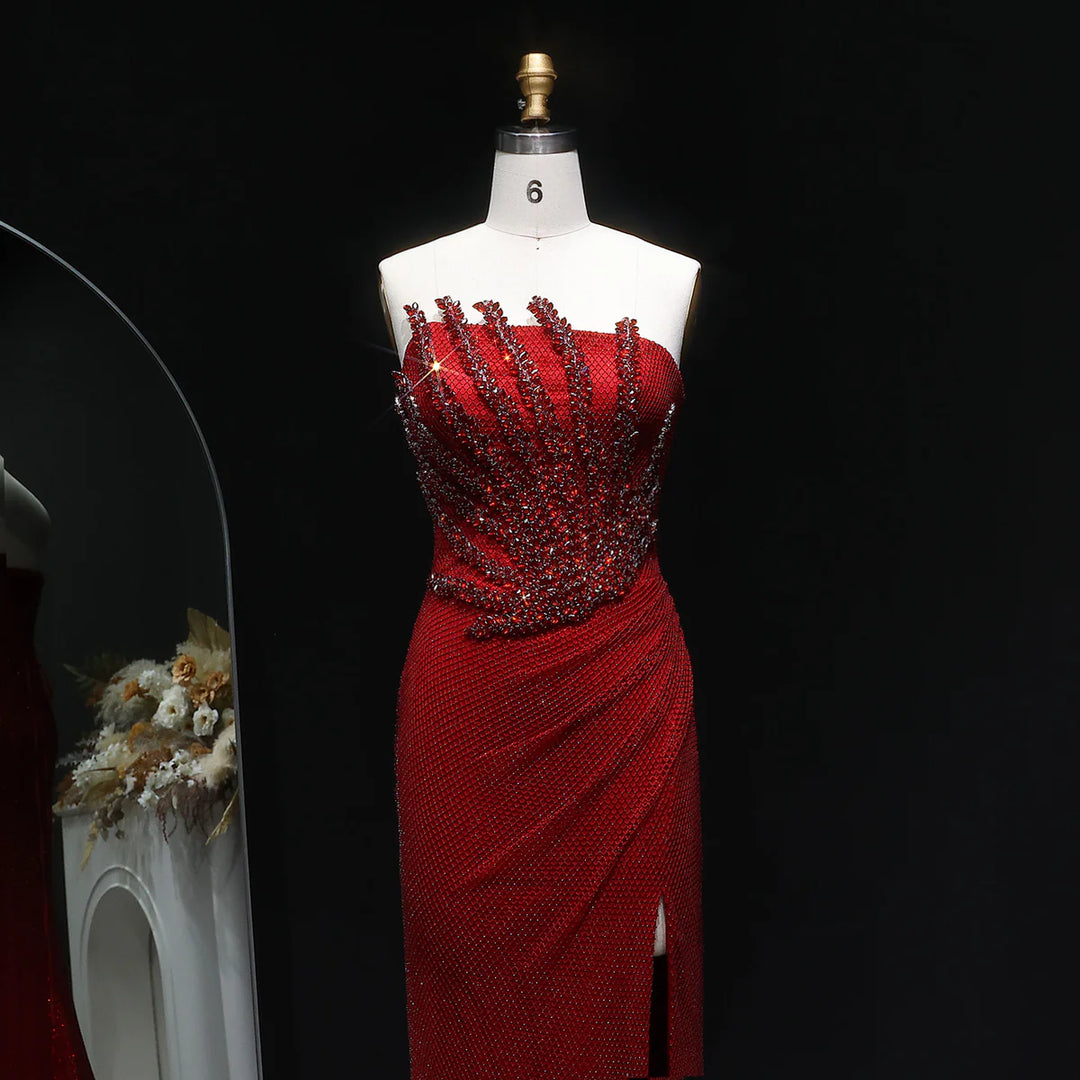 Sparkly Crystal Mermaid Evening Dress Dubai Luxury Caramel SS528