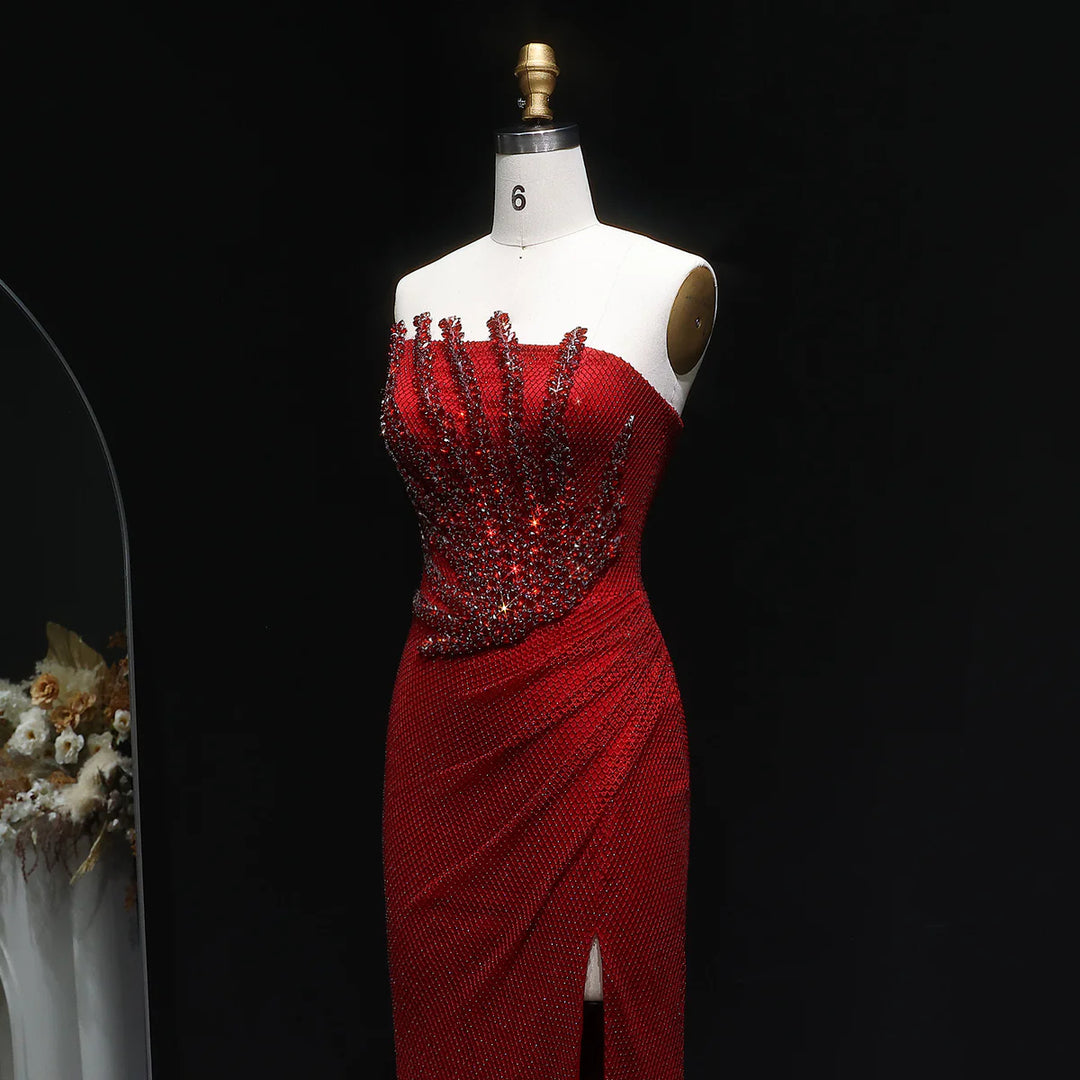 Sparkly Crystal Mermaid Evening Dress Dubai Luxury Caramel SS528