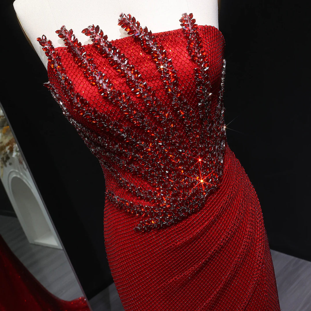 Sparkly Crystal Mermaid Evening Dress Dubai Luxury Caramel SS528