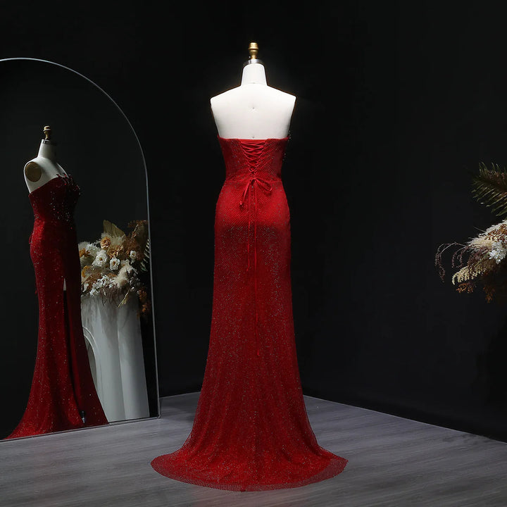 Sparkly Crystal Mermaid Evening Dress Dubai Luxury Caramel SS528