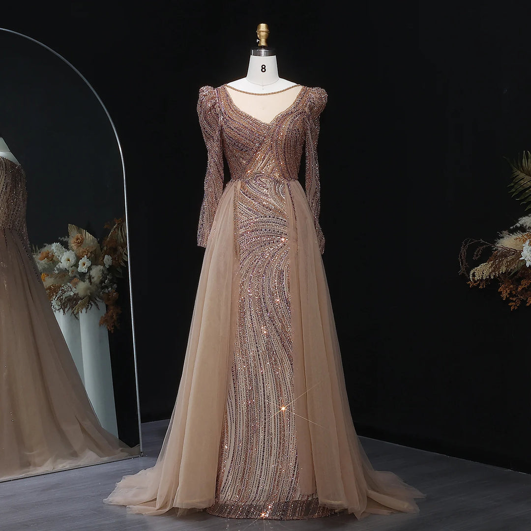 Elegant Plus Size Evening Dress with Long Sleeves SS100