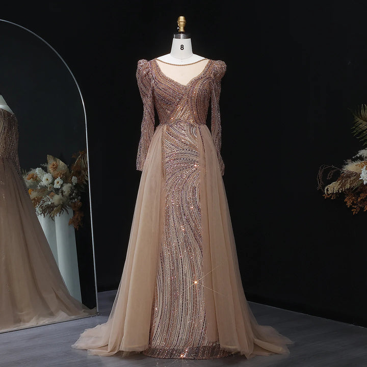 Elegant Plus Size Evening Dress with Long Sleeves SS100