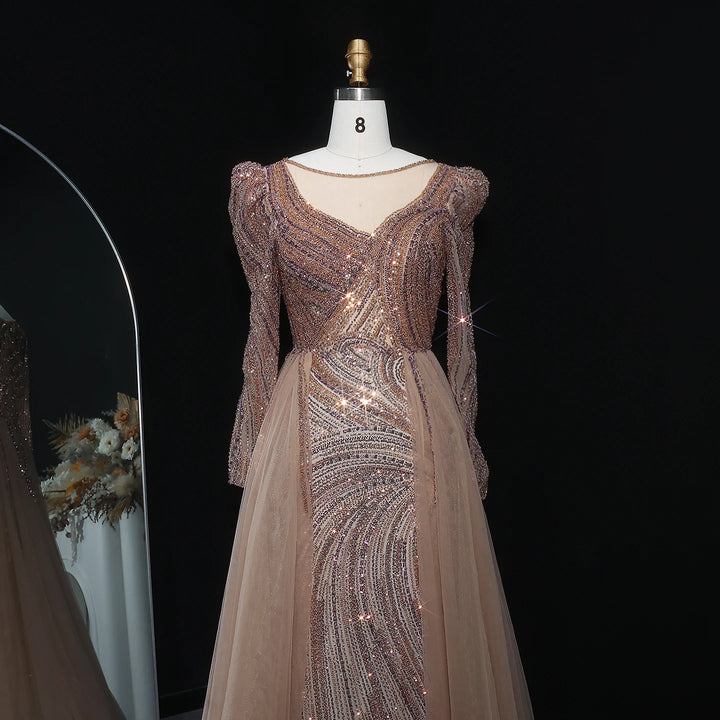 Elegant Plus Size Evening Dress with Long Sleeves SS100