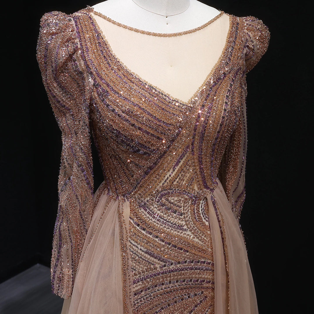 Elegant Plus Size Evening Dress with Long Sleeves SS100