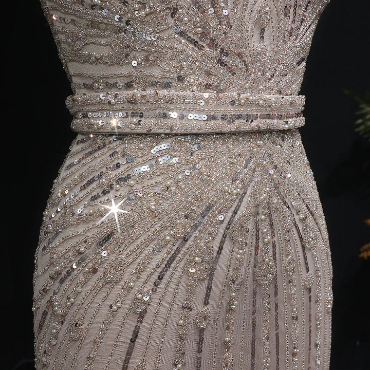 Luxury Beaded Off-Shoulder Formal Dress SS109