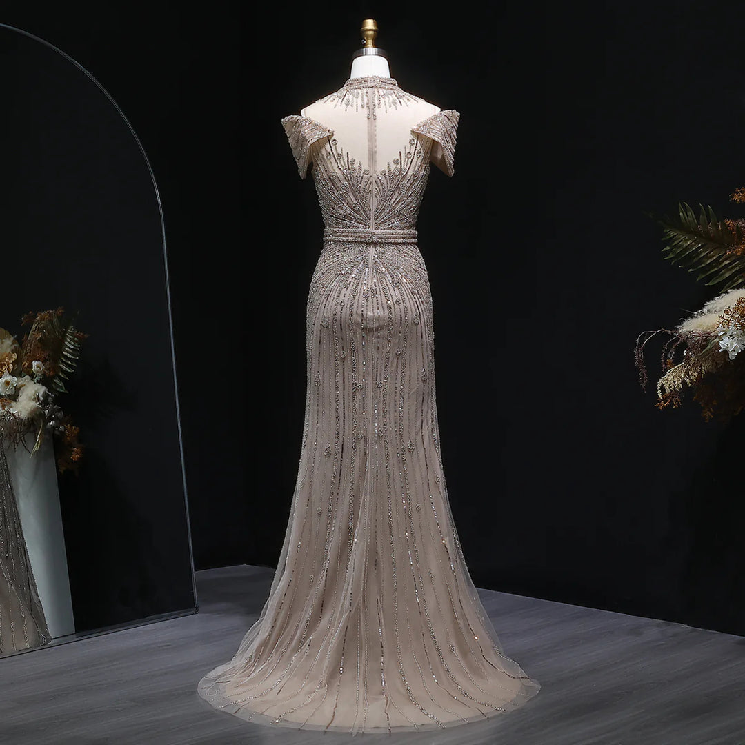 Luxury Beaded Off-Shoulder Formal Dress SS109