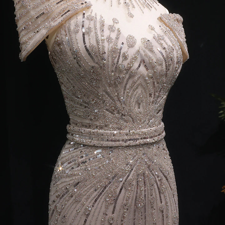 Luxury Beaded Off-Shoulder Formal Dress SS109
