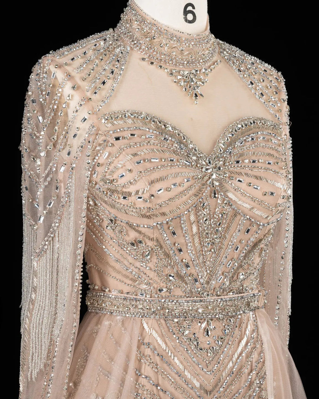 Dreamy Vow Beaded High Neck Evening Gown with Flowing Cape SS171