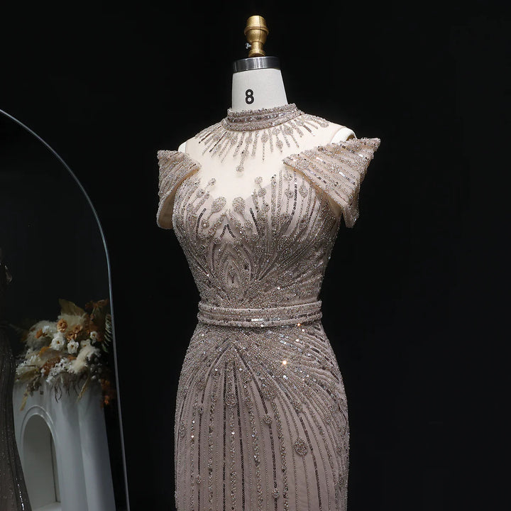 Luxury Beaded Off-Shoulder Formal Dress SS109