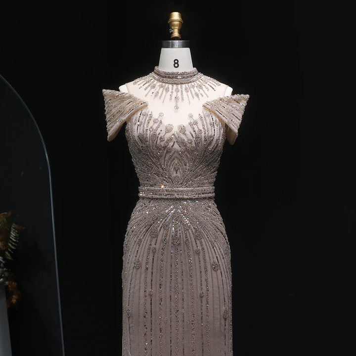 Luxury Beaded Off-Shoulder Formal Dress SS109