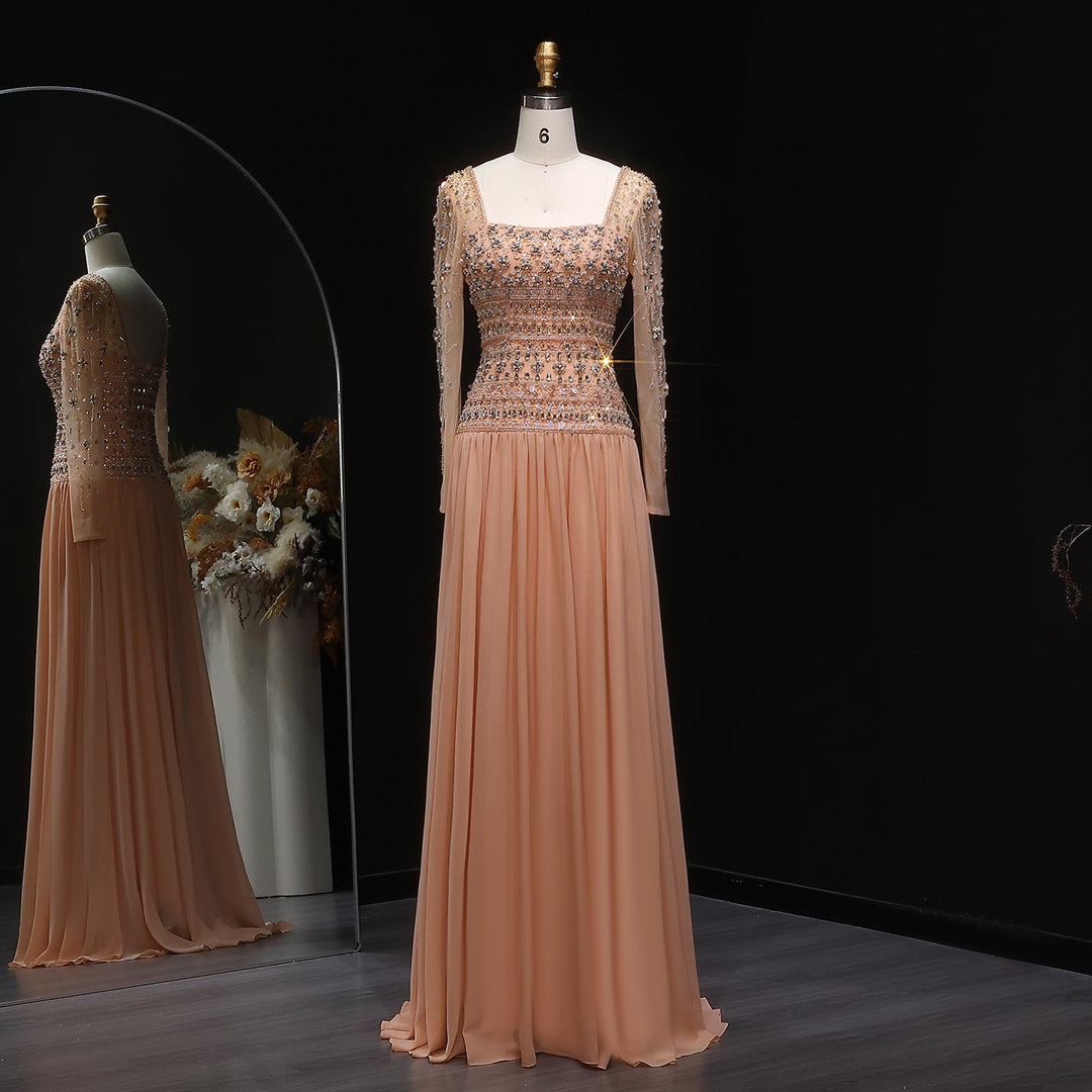 Strapless Lilac Beaded Bodice Evening Dress with Flowing Skirt SS539