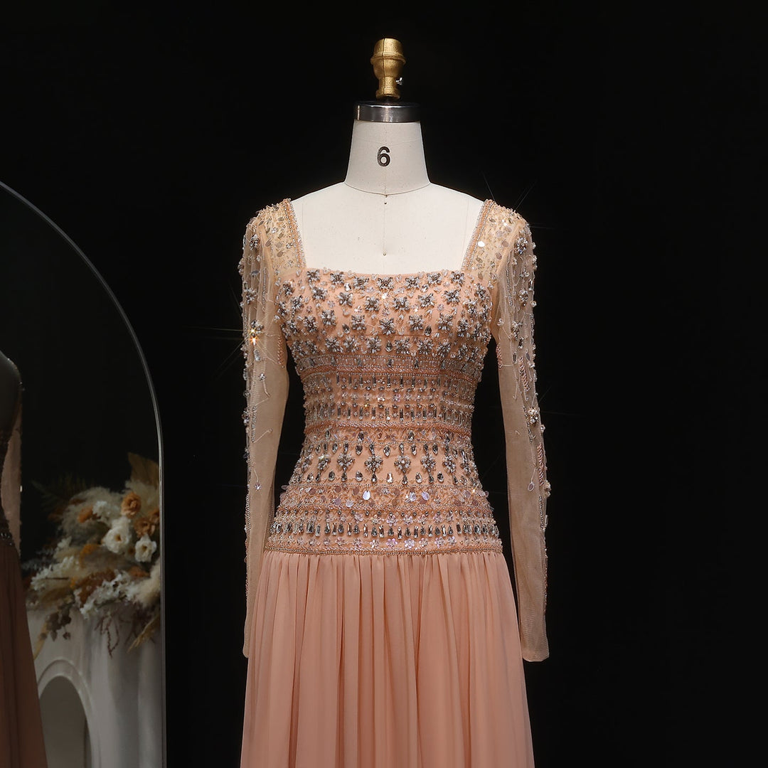 Strapless Lilac Beaded Bodice Evening Dress with Flowing Skirt SS539