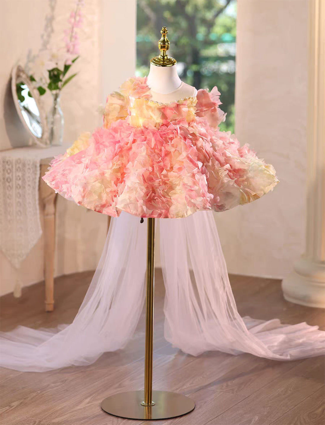 Elegant Coral Princess Flower Girl Dress for Weddings Parties J590 Coral / child-4 Elegant Coral Princess Flower Girl Dress for Weddings Parties J590 Coral / child-4