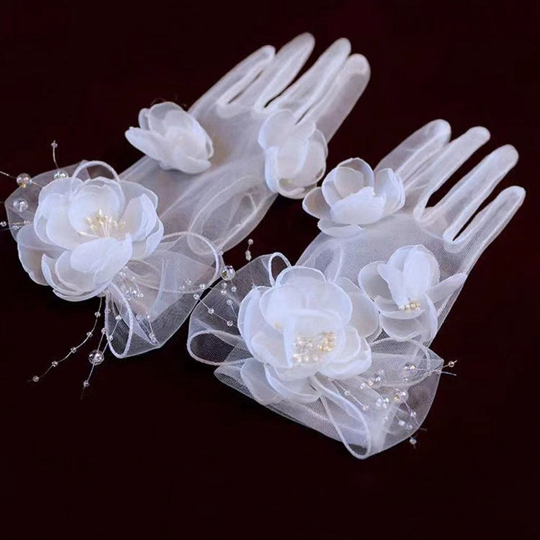 Sweet Lace Satin Gloves Tulle Hand Jewelry Wedding Dress Accessories W100