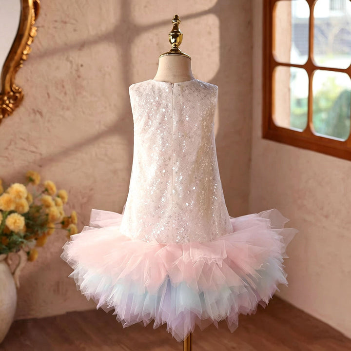 D062 Off White sequin starfish flower girl dress detail 1