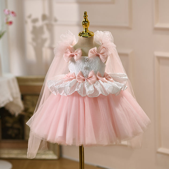 Pink Flower Girl Dress for Toddler Birthday Wedding Party D114