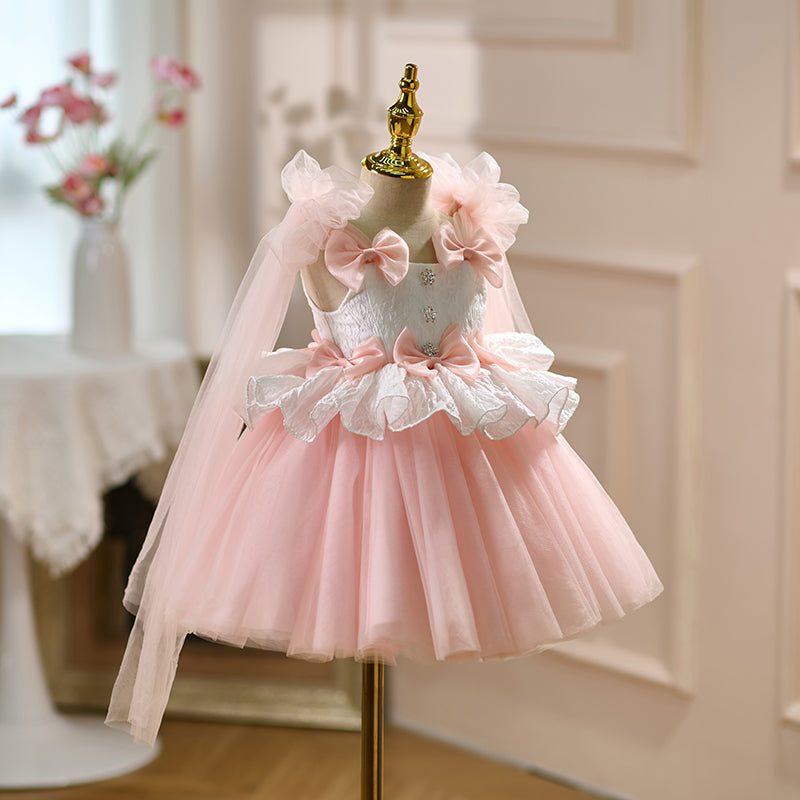 Pink Flower Girl Dress for Toddler Birthday Wedding Party D114