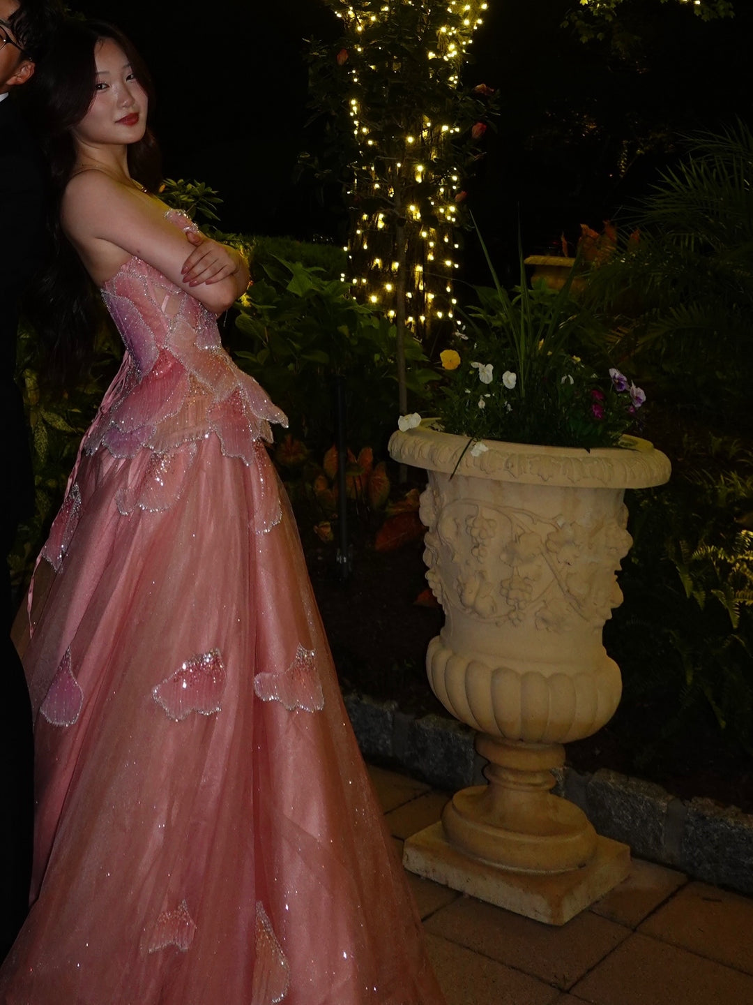 Luxury Pink 3D Floral Beaded Ball Gown Evening Dress SS749