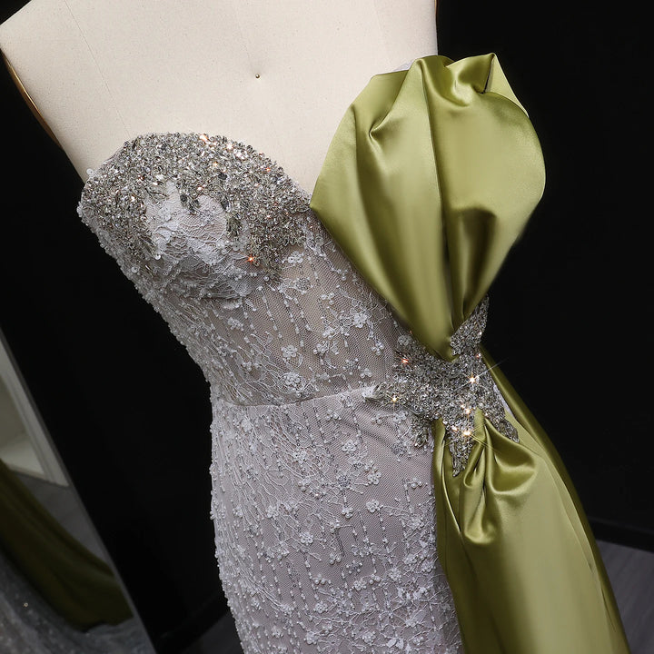 Elegant Overskirt Evening Dress with Sparkling Crystals SS617